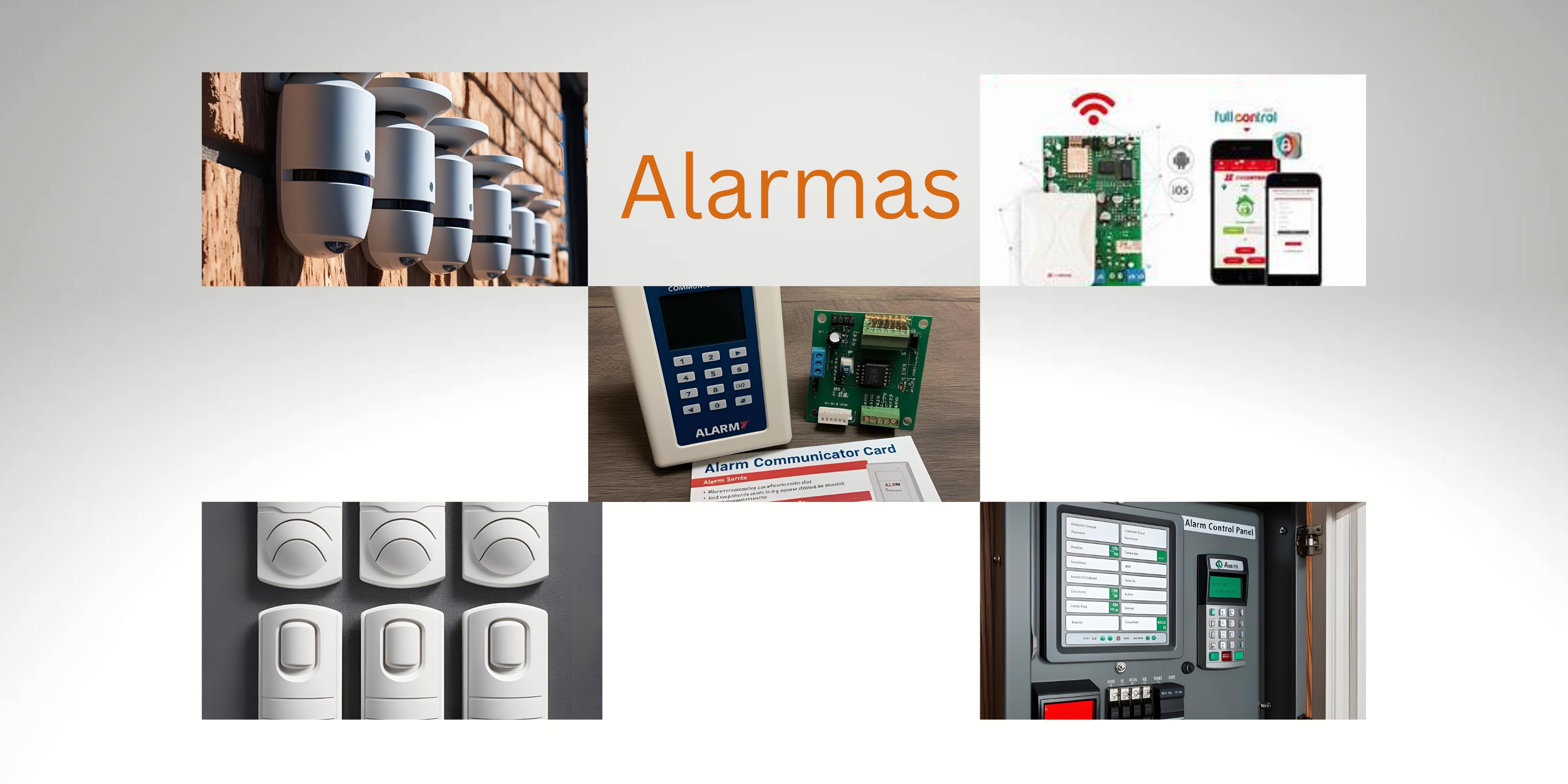 Una imagen compuesta de cinco imágenes de alarmas.